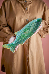 Piatto da Portata Hadden Pesce in Gres Verde