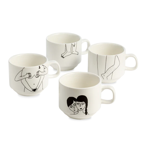 SET DI 4 TAZZE IMPILABILI "FACES EVERYWHERE" HELEN B