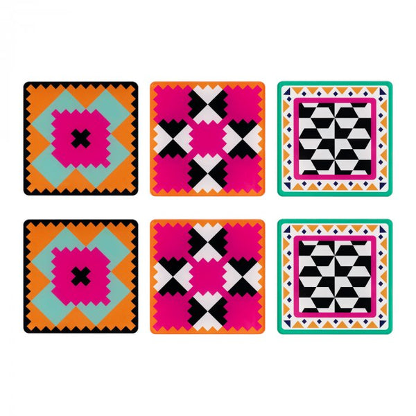 DECOR SET 6 SOTTOBICCHIERE QUADRATO ETHNIC
