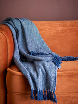 HERRINGBONE THROW BLUE 34-70036