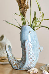 Vaso Hiro a Forma di Pesce in Gres Azzurro