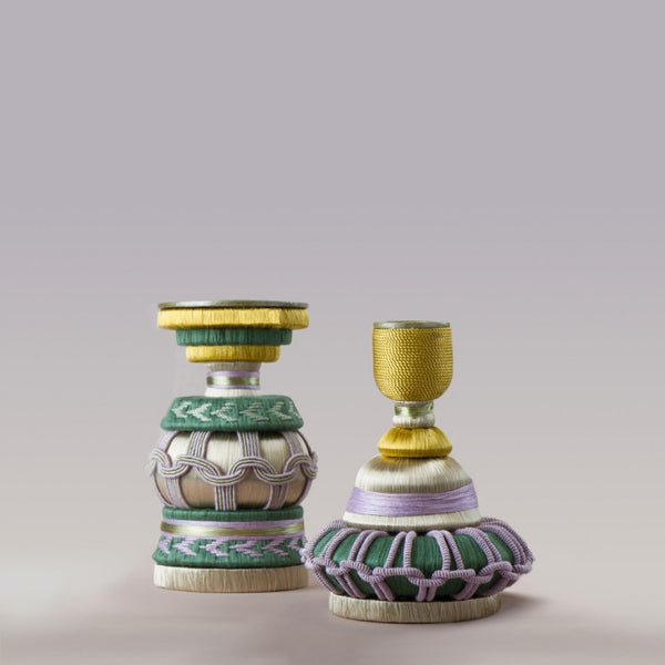 CANDELABRO ARTIGIANALE MIHO 4 IN PASSAMANERIA MATCHY - MATCHY